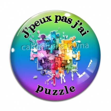 Cabochon Verre - j'peux pas j'ai puzzle