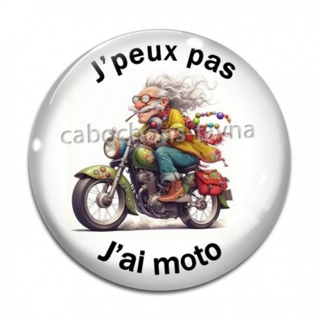 Cabochon Verre - j'peux pas j'ai moto