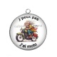 Pendentif Cabochon Argent - j'peux pas j'ai moto
