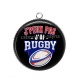 Pendentif Cabochon Argent - J'peux pas j'ai rugby