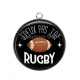 Pendentif Cabochon Argent - J'peux pas j'ai rugby
