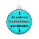 Pendentif Cabochon Argent - je suis un basketteur qui déchire