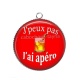 Pendentif Cabochon Argent - j'peux pas j'ai apéro