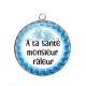 Pendentif Cabochon Argent - a ta santé monsieur râleur