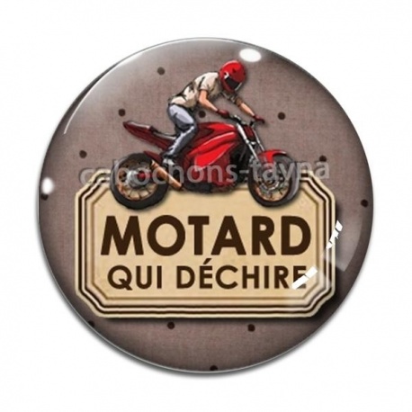 Cabochon Verre - motard qui déchire