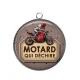 Pendentif Cabochon Argent - motard qui déchire