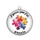 Pendentif Cabochon Argent - j'peux pas j'ai puzzle