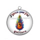 Pendentif Cabochon Argent - j'peux pas j'ai guitare