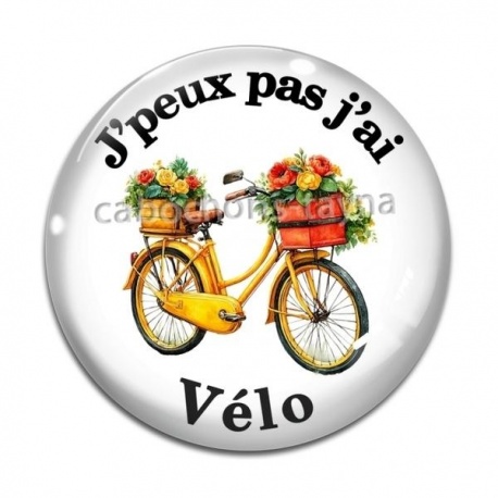 Cabochon Verre - j'peux pas j'ai vélo