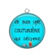 Pendentif Cabochon Argent - je suis une couturière qui déchire