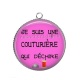 Pendentif Cabochon Argent - je suis une couturière qui déchire