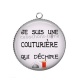 Pendentif Cabochon Argent - je suis une couturière qui déchire