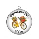 Pendentif Cabochon Argent - j'peux pas j'ai vélo