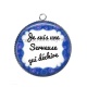 Pendentif Cabochon Argent - je suis une serveuse qui déchire