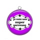 Pendentif Cabochon Argent - je suis une super serveuse