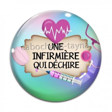 Cabochon Verre - une infirmière qui déchire