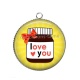 Pendentif Cabochon Argent - i love you