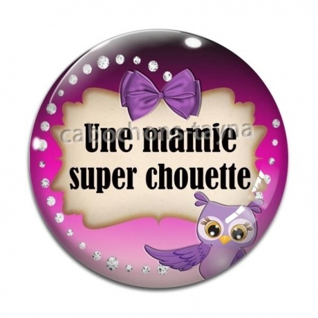 Cabochon Verre - une mamie super chouette