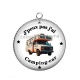 Pendentif Cabochon Argent - j'peux pas j'ai camping car