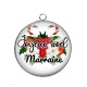 Pendentif Cabochon Argent - joyeux noël marraine