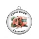 Pendentif Cabochon Argent - j'peux pas j'ai caravane