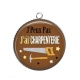 Pendentif Cabochon Argent - J'peux pas j'ai charpenterie