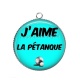 Pendentif Cabochon Argent - J'aime la pétanque