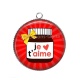 Pendentif Cabochon Argent - je t'aime