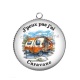 Pendentif Cabochon Argent - j'peux pas j'ai caravane