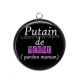 Pendentif Cabochon Argent - putain de merde pardon maman