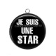 Pendentif Cabochon Argent - je suis une star