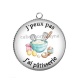Pendentif Cabochon Argent - j'peux pas j'ai pâtisserie