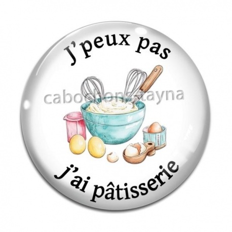 Cabochon Verre - j'peux pas j'ai pâtisserie