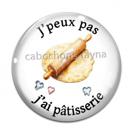 Cabochon Verre - j'peux pas j'ai pâtisserie
