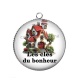 Pendentif Cabochon Argent - les clés du bonheur