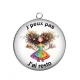 Pendentif Cabochon Argent - j'peux pas j'ai resto