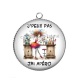 Pendentif Cabochon Argent - j'peux pas j'ai apéro