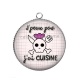Pendentif Cabochon Argent - j'peux pas j'ai cuisine
