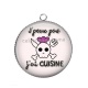 Pendentif Cabochon Argent - j'peux pas j'ai cuisine