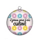 Pendentif Cabochon Argent - j'peux pas j'ai cuisine