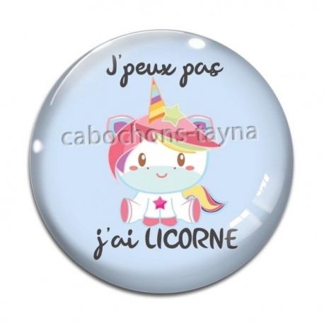 Cabochon Verre - j'peux pas j'ai licorne