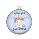 Pendentif Cabochon Argent - j'peux pas j'ai licorne
