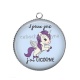 Pendentif Cabochon Argent - j'peux pas j'ai licorne