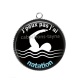 Pendentif Cabochon Argent -  j'peux pas j'ai natation
