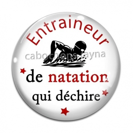 Cabochon Verre - j'peux pas j'ai natation