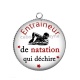 Pendentif Cabochon Argent - j'peux pas j'ai natation