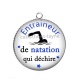 Pendentif Cabochon Argent - entraineur de natation