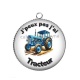 Pendentif Cabochon Argent - j'peux pas j'ai tracteur