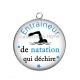 Pendentif Cabochon Argent - entraineur de natation
