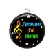 Pendentif Cabochon Argent - j'peux pas j'ai chorale